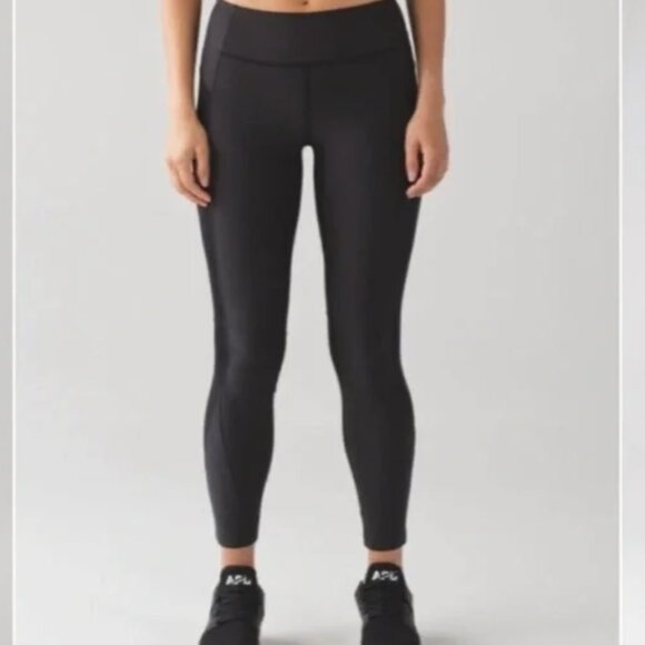 Lululemon black sleet sprinter winter leggings running 4 high rise pockets - Picture 1 of 6